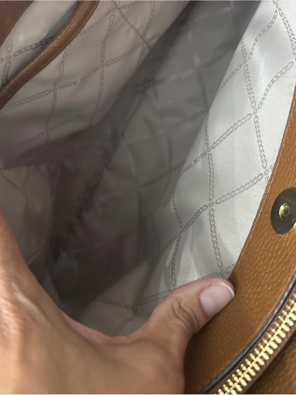 Michael Kors Brown Pebbled Leather Crossbody Satchel with Gold Hardware